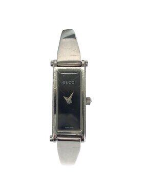 Gucci Bangle Watch Black Silver Stainless Steel
